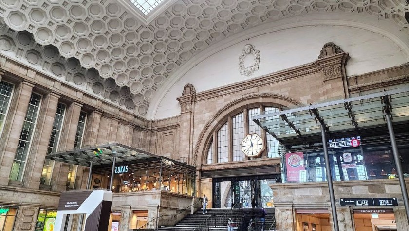 Inside the Halle Ost at the main railway station in Leipzig