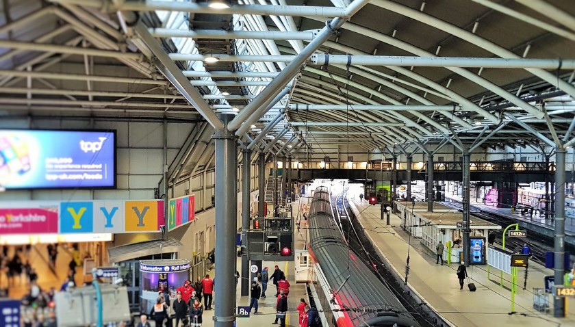 The train is at platform 8 which is by the ticket gates which lead to the exits