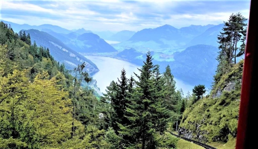 Looking down on the Luzernsee from the Pilatusbahn