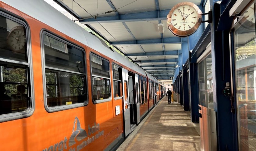 Awaiting departure from the GGB station in Zermatt