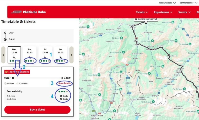 How to book reservations on the Bernina Express