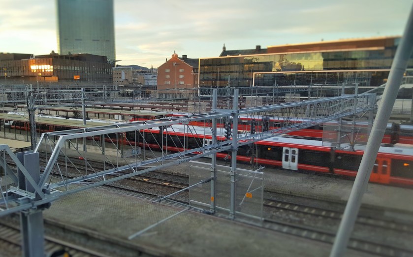 Local trains operated by Vy await departure