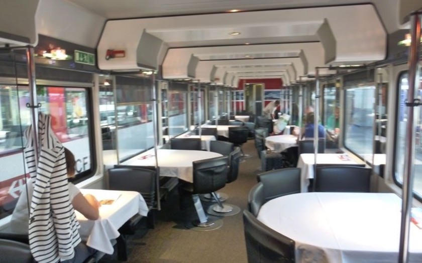The restaurant on a single deck IV train