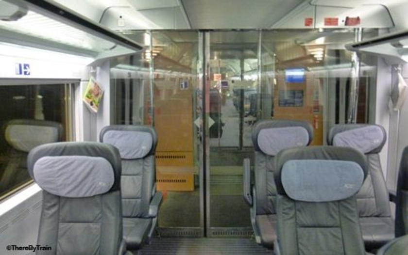 A 1st class interior - note the glass doors used throughout the train