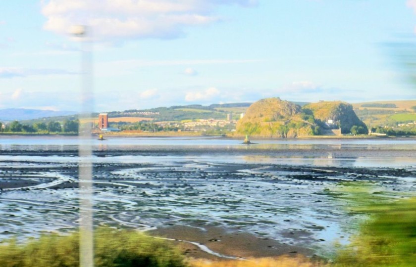 Before Langback station there are views over The Clyde of Dumbarton Castle