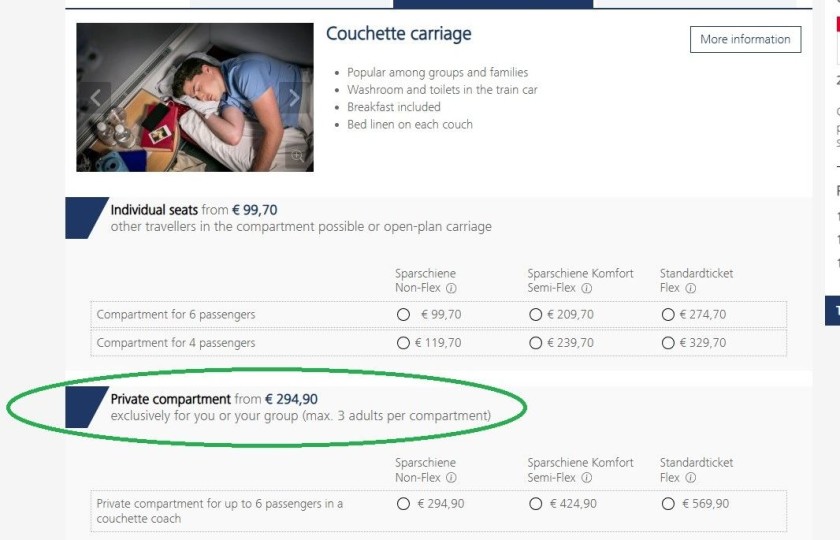Booking a private compartment