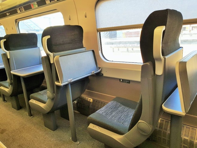 The seating in First Class is arranged 2   1 across the aisle