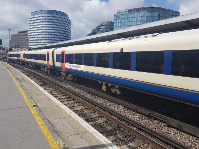 Some of these trains now have a new livery - on this train the bike symbol is by the fifth set of door