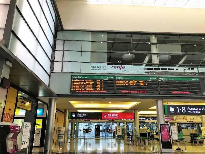 Looking towards the main line trains from the main concourse - the departure gates for the AVE trains are on the right