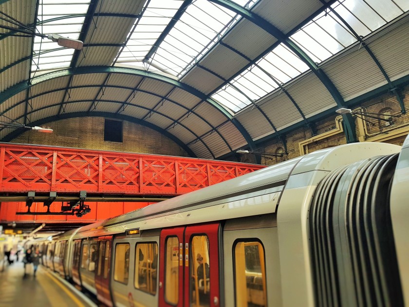 Boarding a train for the one-stop hop to Edgware Road