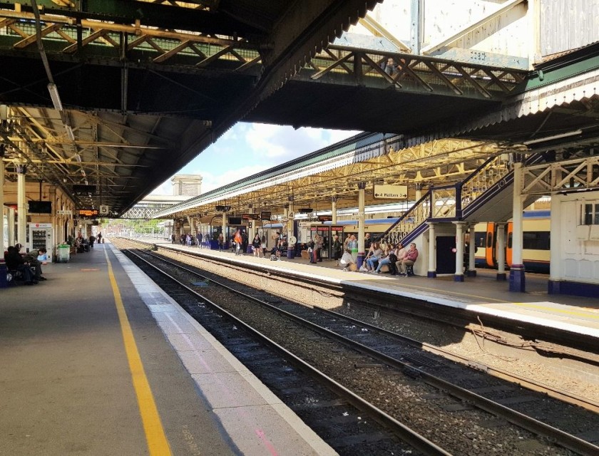 Looking from south to north along platform 5 at Exeter St. Davids