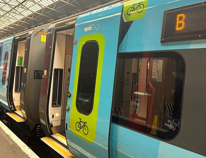 Boarding into the bike storage area on a Chiltern Explorer train