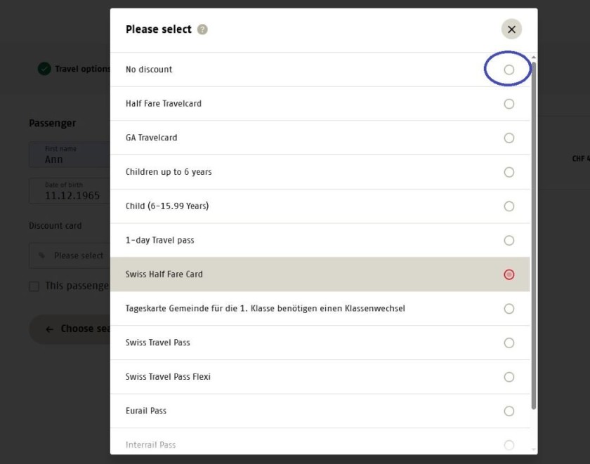 Booking without a discount to travel on the Bernina Express