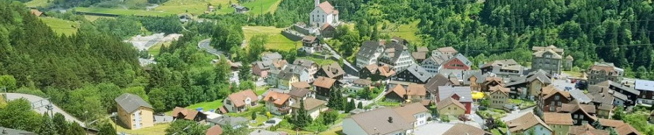 Looking down on the church at Wassen on the older Gotthard main line