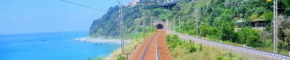 The view through the rear door of the IC train to Sicily