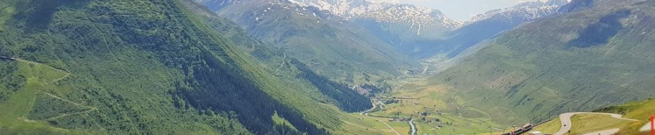 Ride the Glacier Express through the Oberalp Pass east of Andermatt