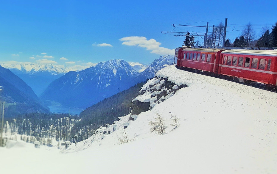 Travelling on the RhB (Rhätische Bahn/ Rhaetian Railway) trains heading to Tirano