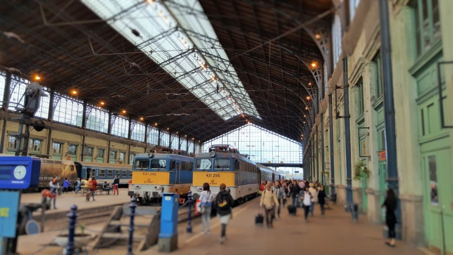 Arriving by train at Budapest-Nyugati station 