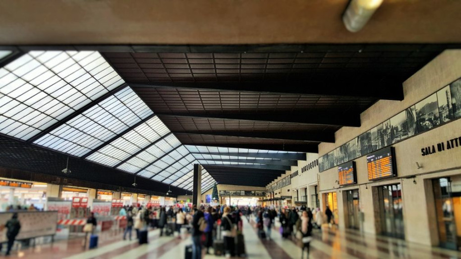 Looking across the concourse at Firenze Santa Maria Novella station towards the main exit