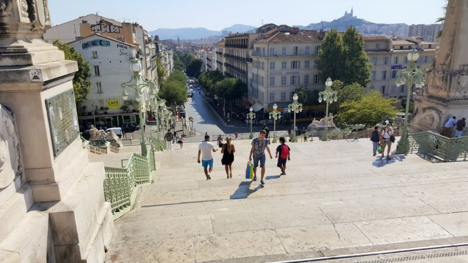 The famous flight of stairs between Marseille St Charles and the city