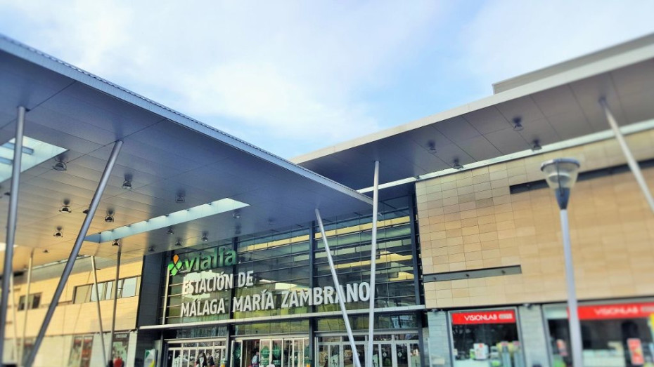 The main street entrance to Malaga Maria Zambrano, which is by the Cercanias station