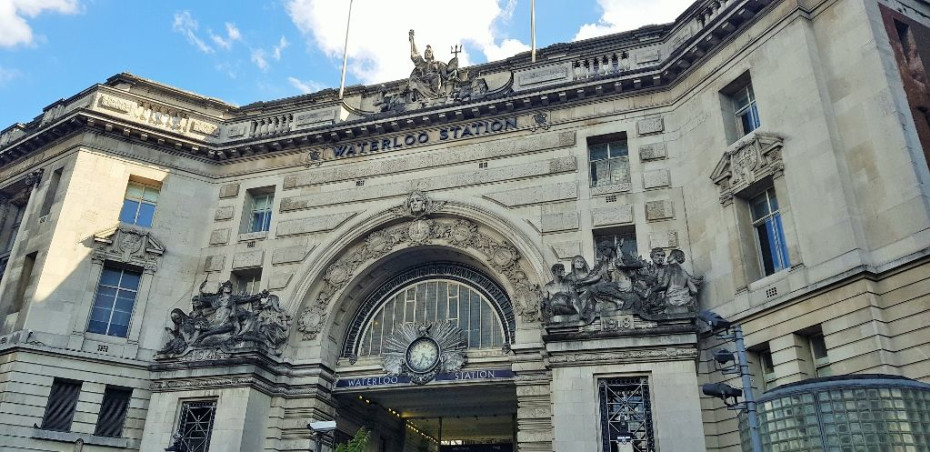 The main street entrance to Waterloo station is by the South Bank art complex