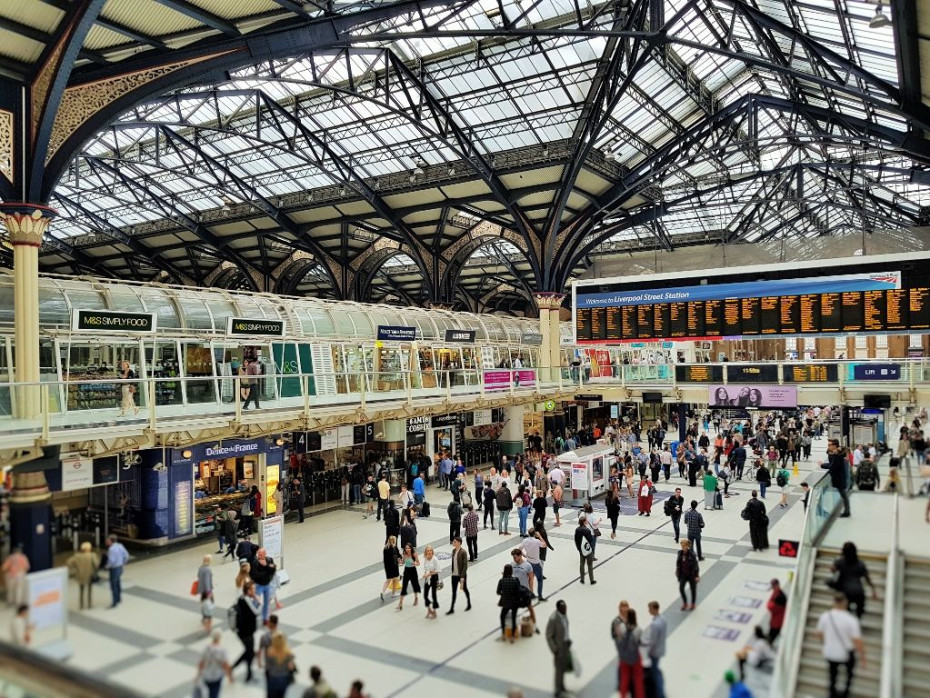 Looking across the end of the station that the Stansted Express and trains to Cambridge depart from