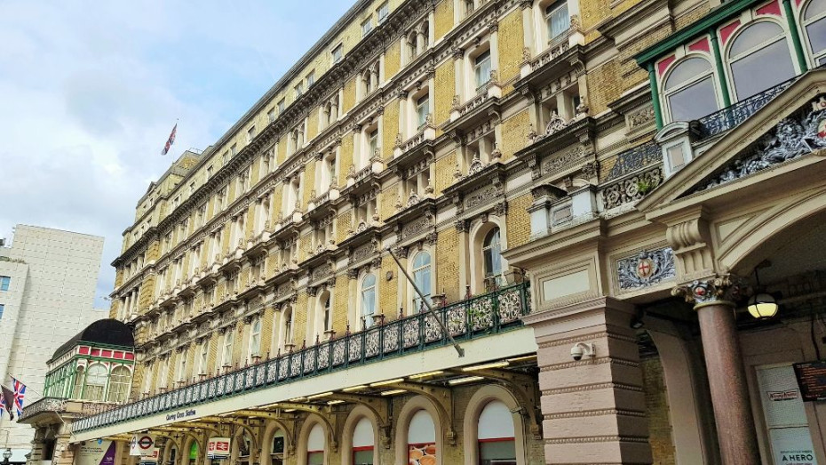 Charing Cross hotel was constructed above the main (Strand) entrances to the station in 1865 