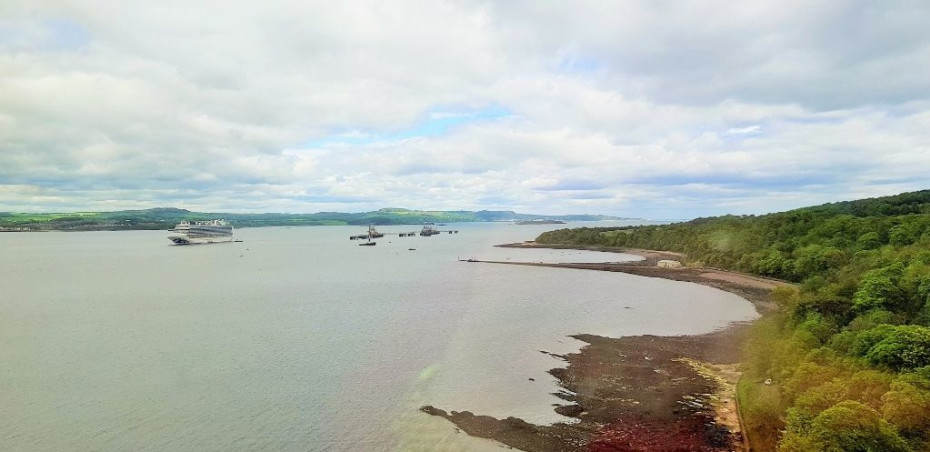 The view looking to the right when approaching the Forth Bridge