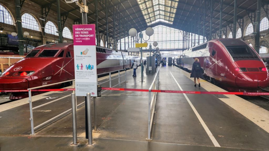 Boarding a Eurostar train to Brussels at the Gare Du Nord