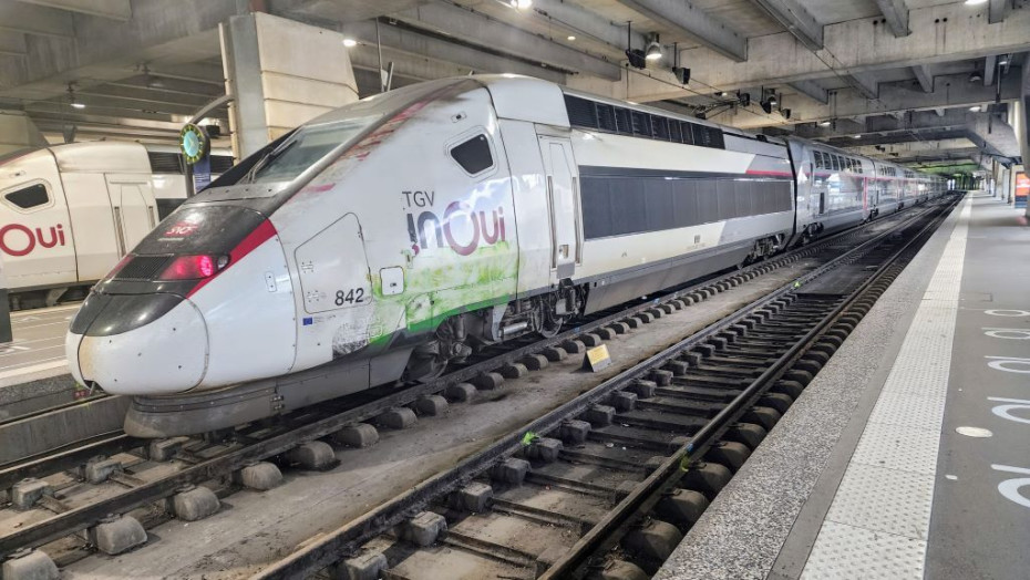 a TGV awaits departure from Paris Montparnasse