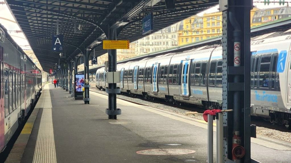 Trains await departure from Paris Est