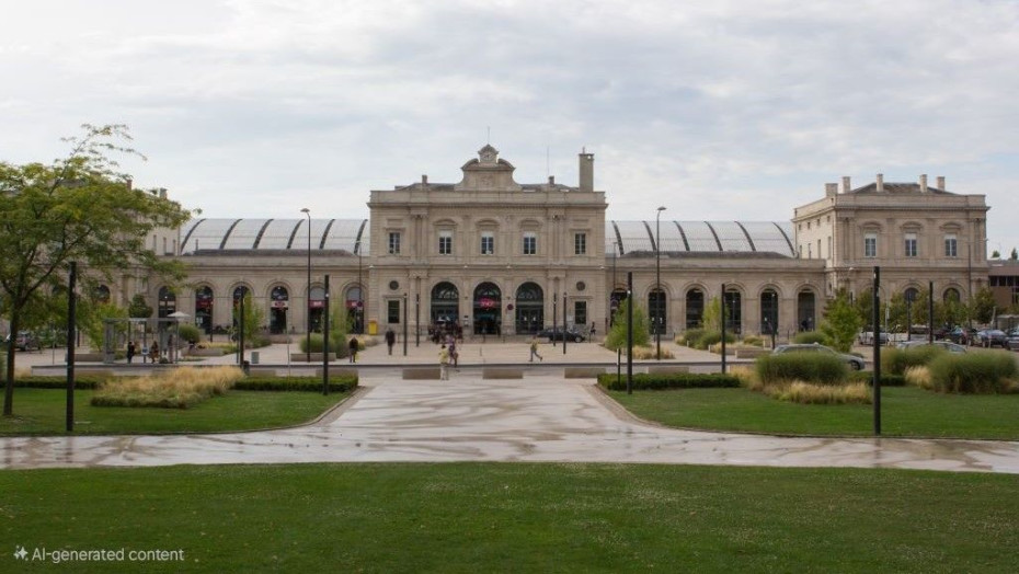 The frontage of the main station in Reims