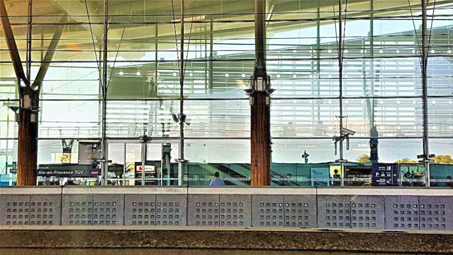 Aix en Provence TGV station seen from the passing train