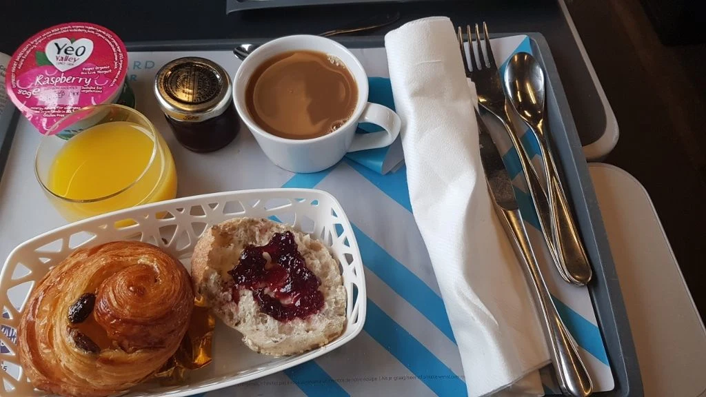 A complimentary breakfast on a Eurostar