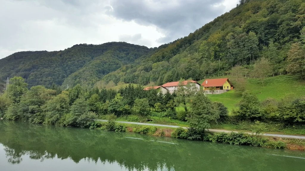The stunning views of The River Sava on the Vienna to Ljubljana train journey