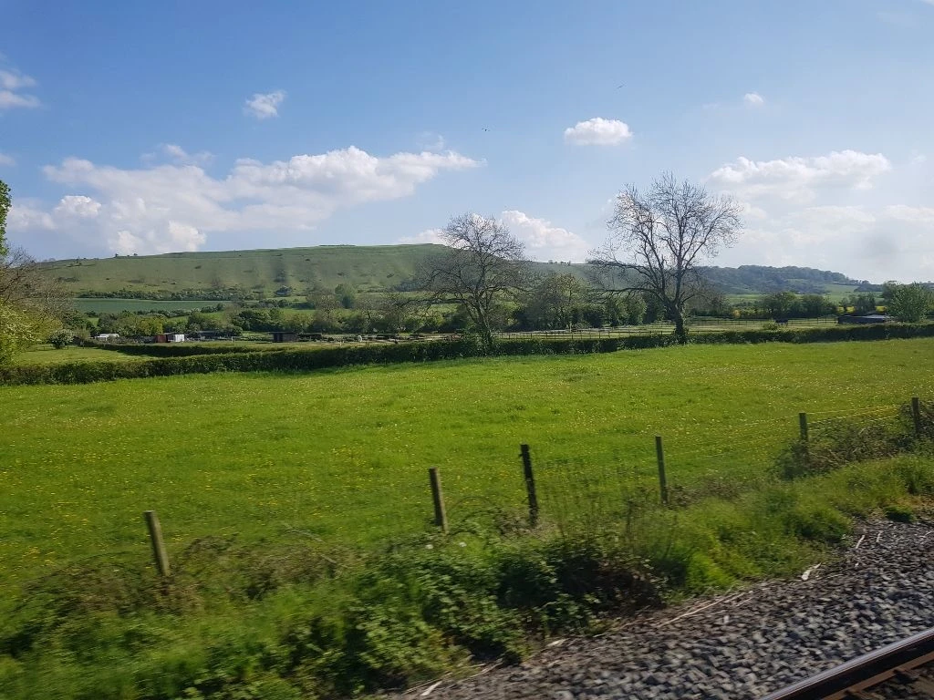 Travelling through Somerset on a train between London and Cornwall