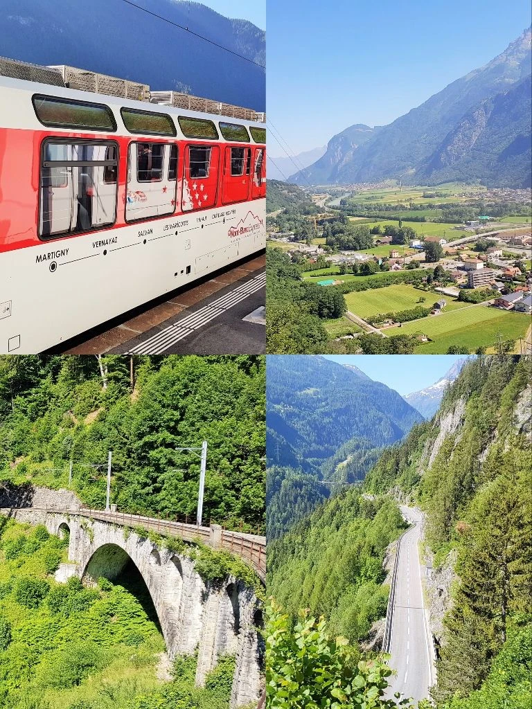Views of and from the Mont Blanc Express train