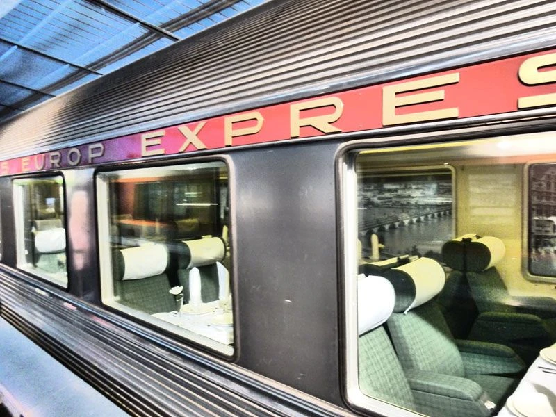 A Trans Europe Express train in the national rail museum of France