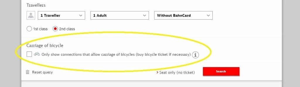Booking a bike ticket for a train journey in Germany