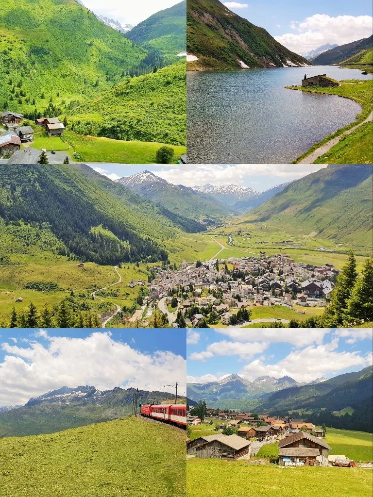 Views from the MGB trains between Andermatt and Disentis