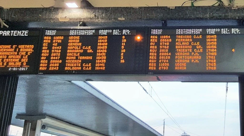 How to use the train departure screens at Italian stations