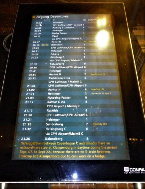Danish train departure info