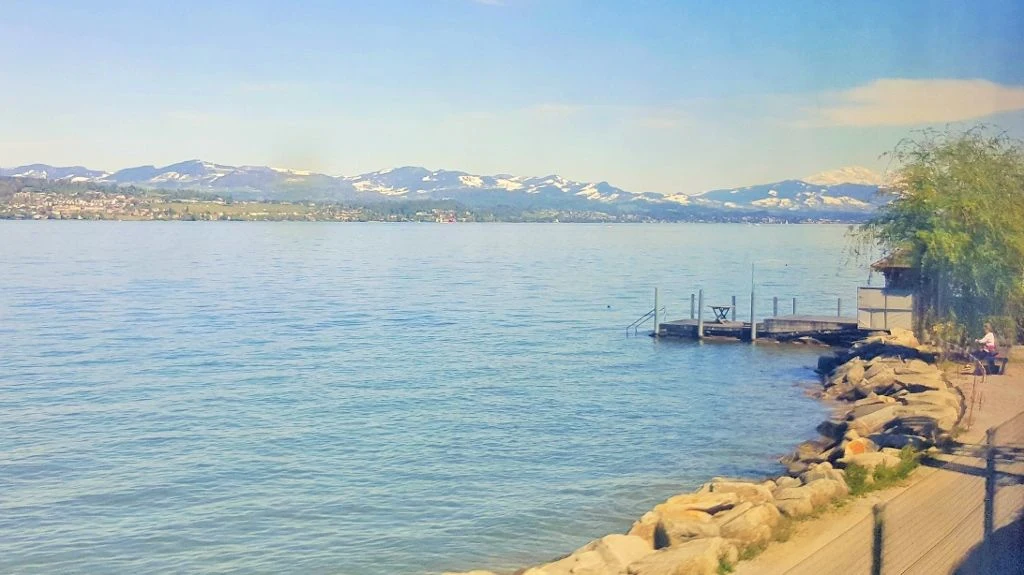 Lake Zurich from a Railjet train heading to Austria