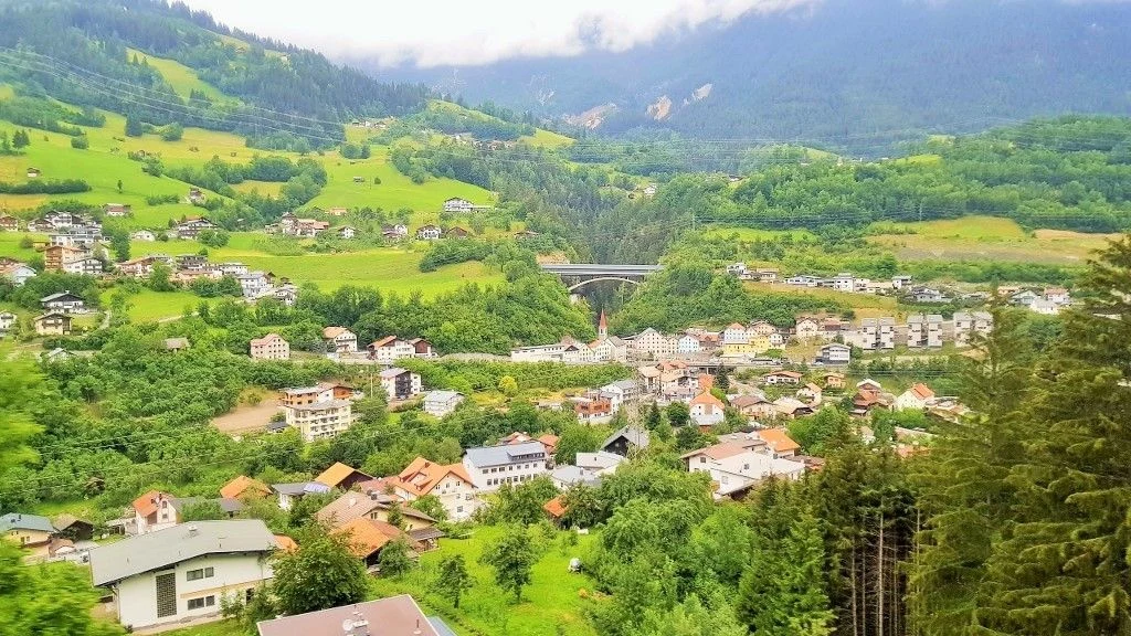 The views of Landeck from a train heading towards Innsbruck