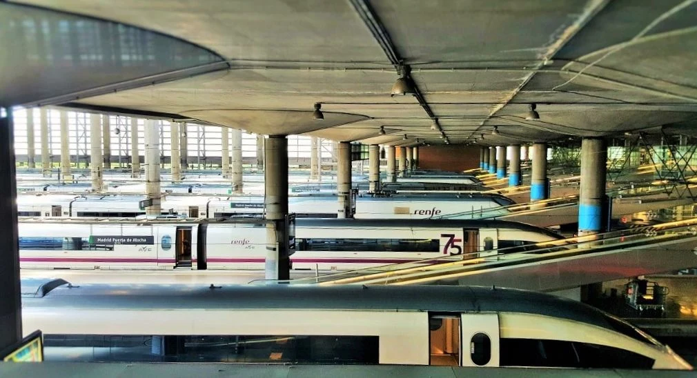 Looking towards the part of the station which the trains depart from at Madrid-Atocha