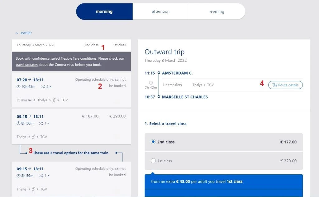 Booking journeys with connections on NS International