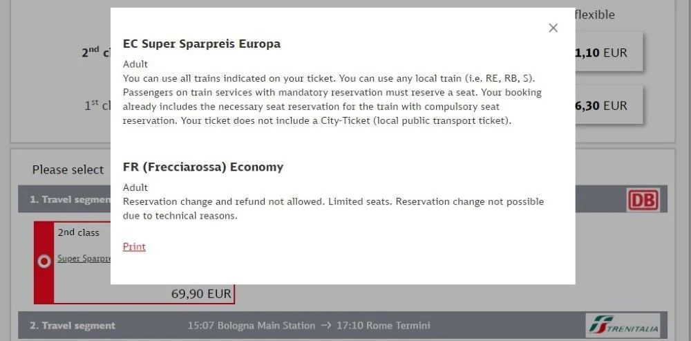 checking reservations for international trains on DB
