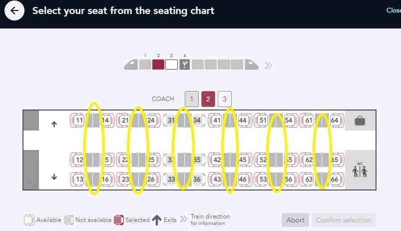 TGV Atlantique seating plan