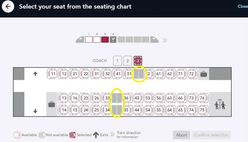TGV seating plan